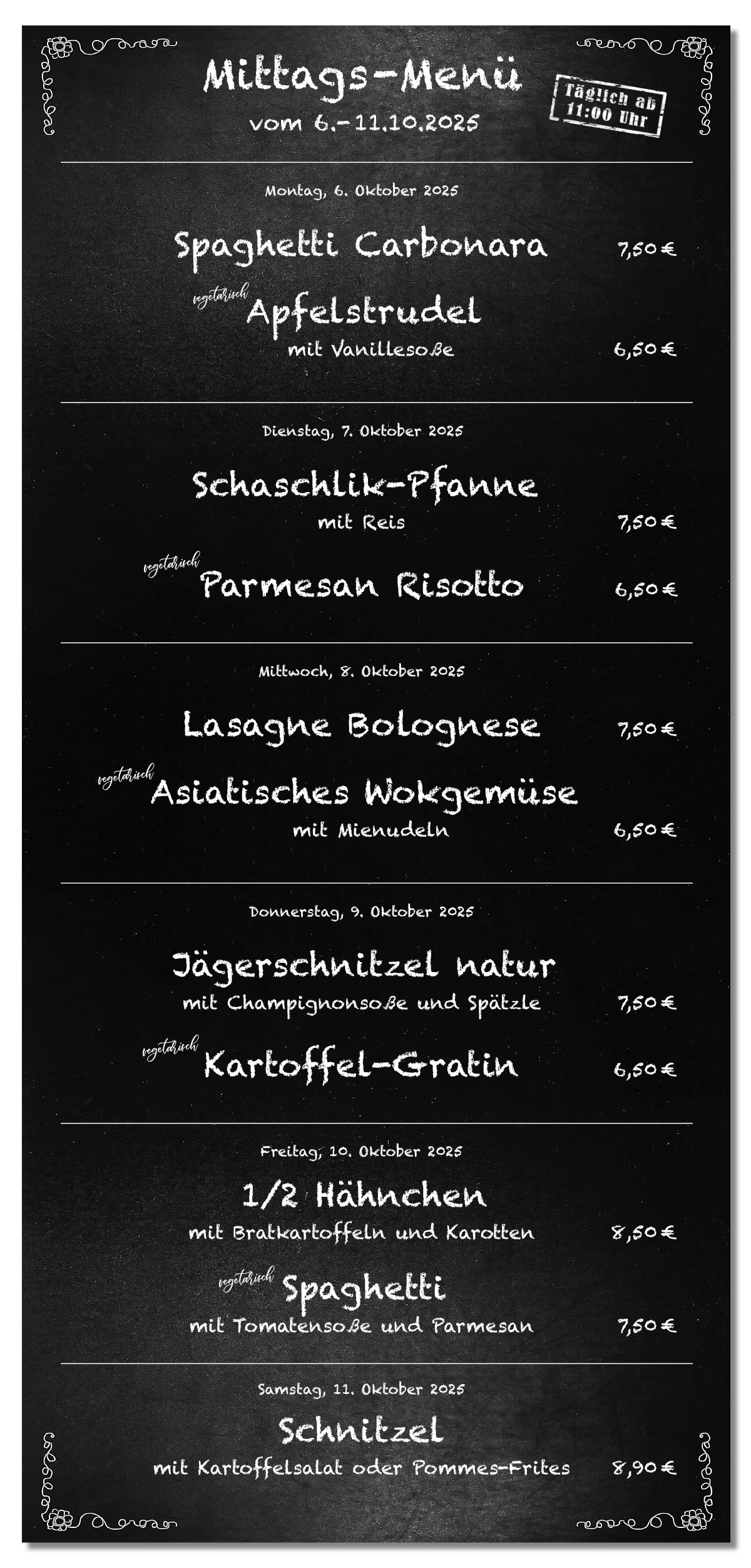 Mittagsmenü Tafel 41