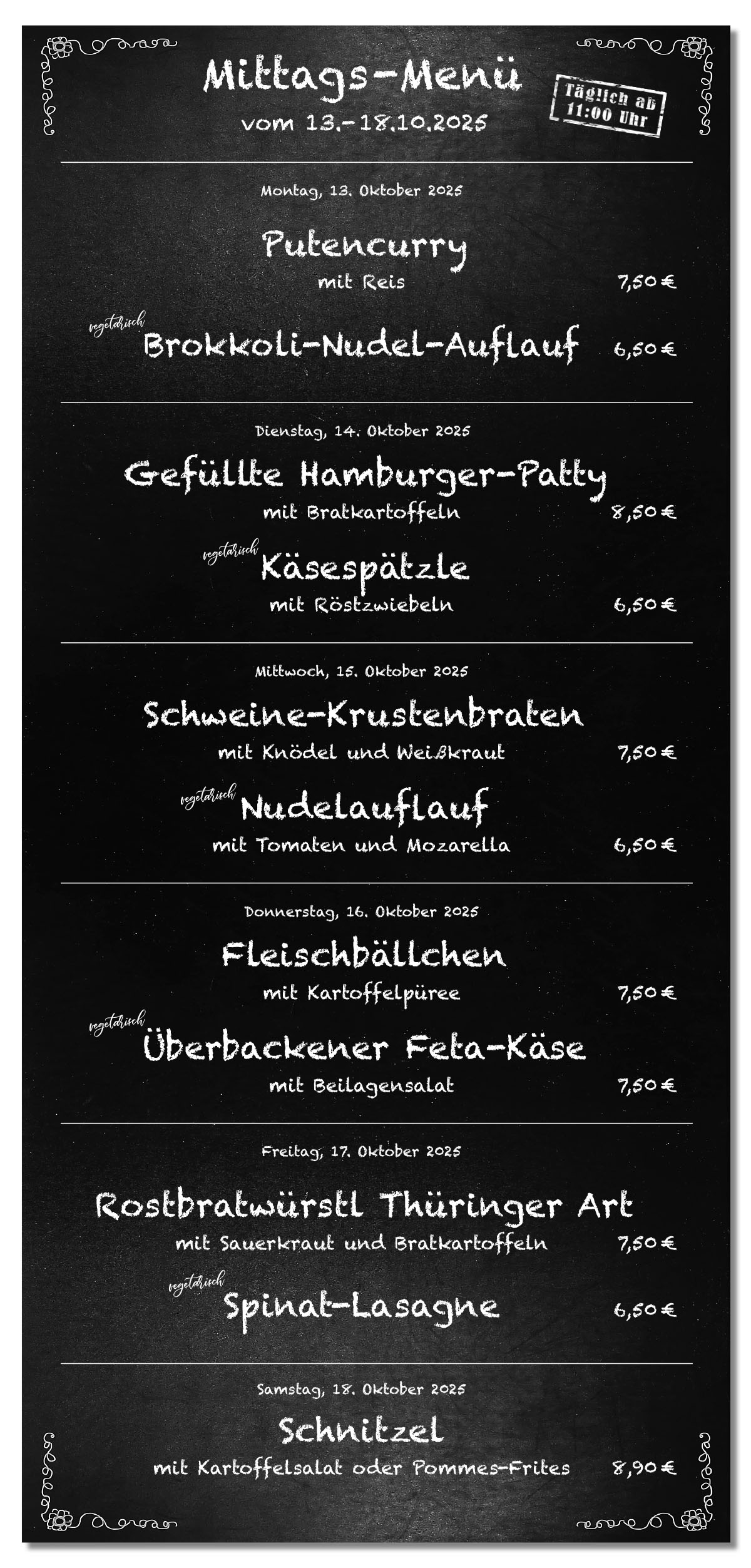 Mittagsmenü Tafel 42