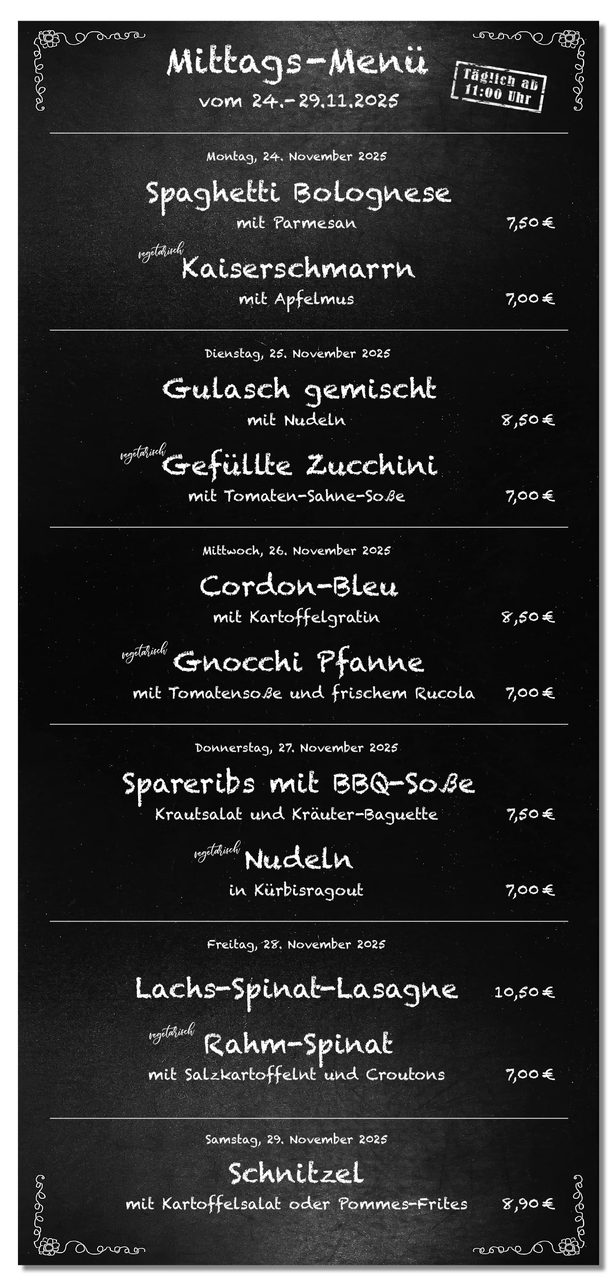 Mittagsmenü Tafel 48